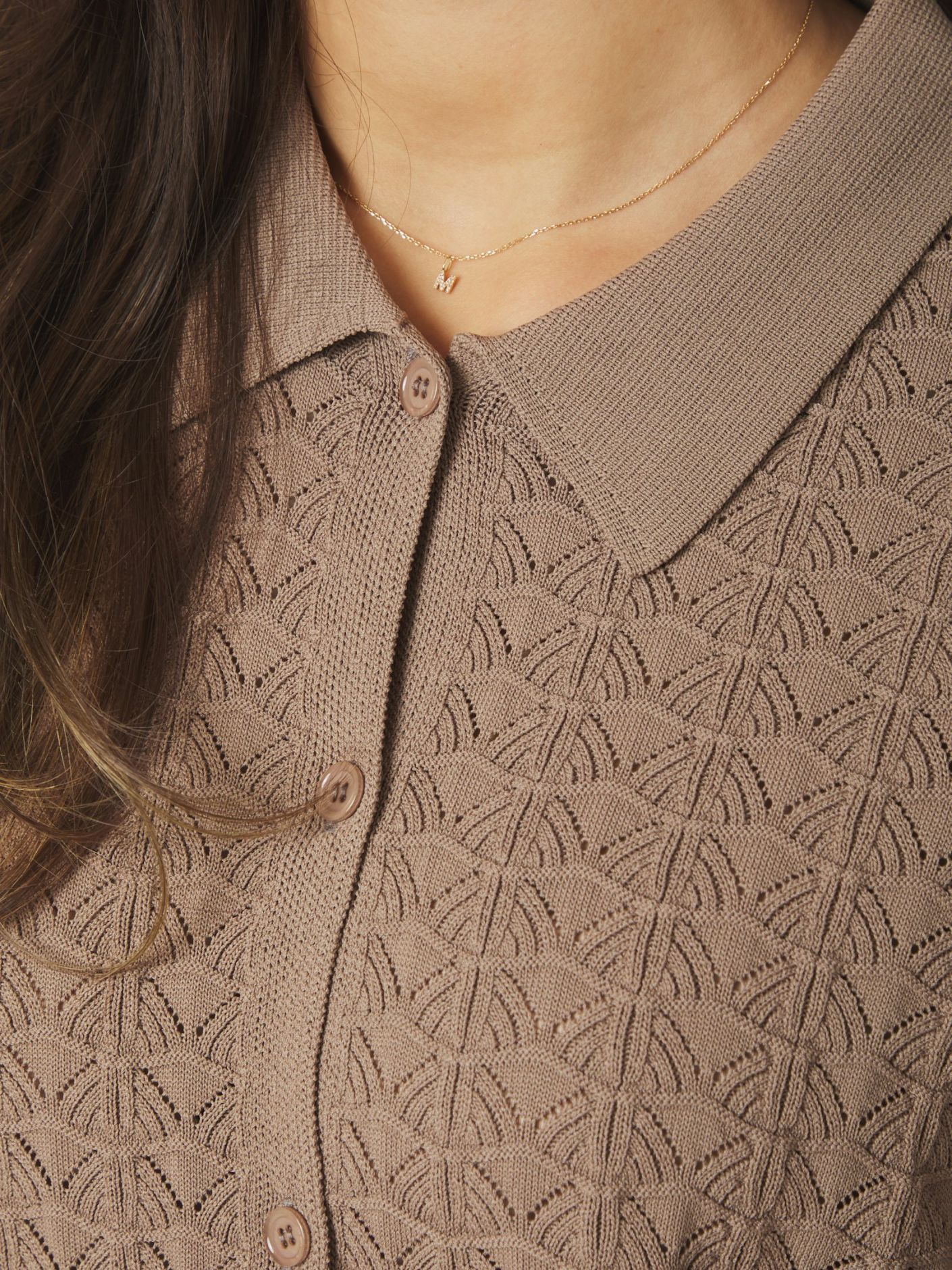 Sette Fine Crochet Blouse Taupe