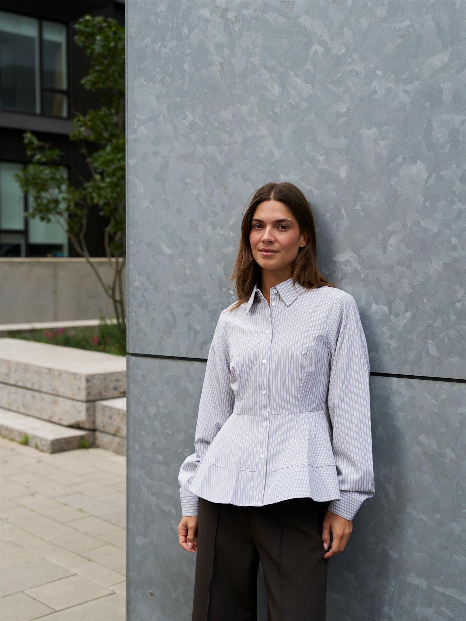 Samira Stripe Shirt Taupe Stripe