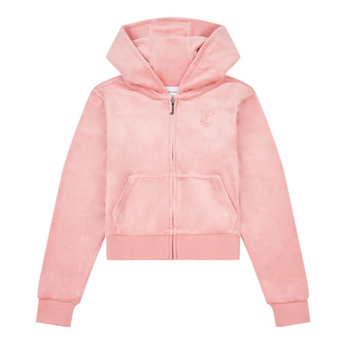 Tonal Velour Zip Tru Hoodie Peach Blossom