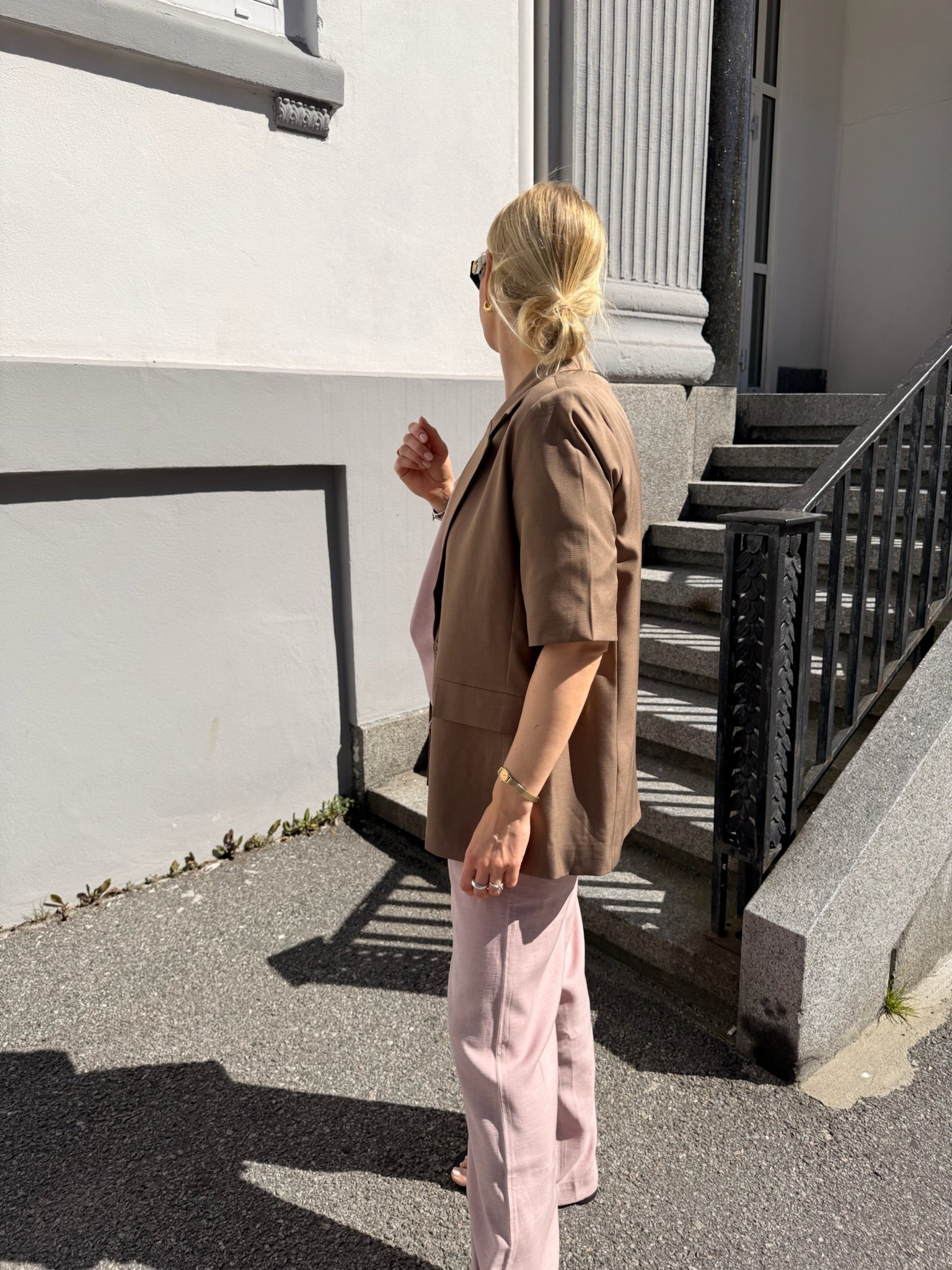 Viksa SS Blazer Dark Sand Melange