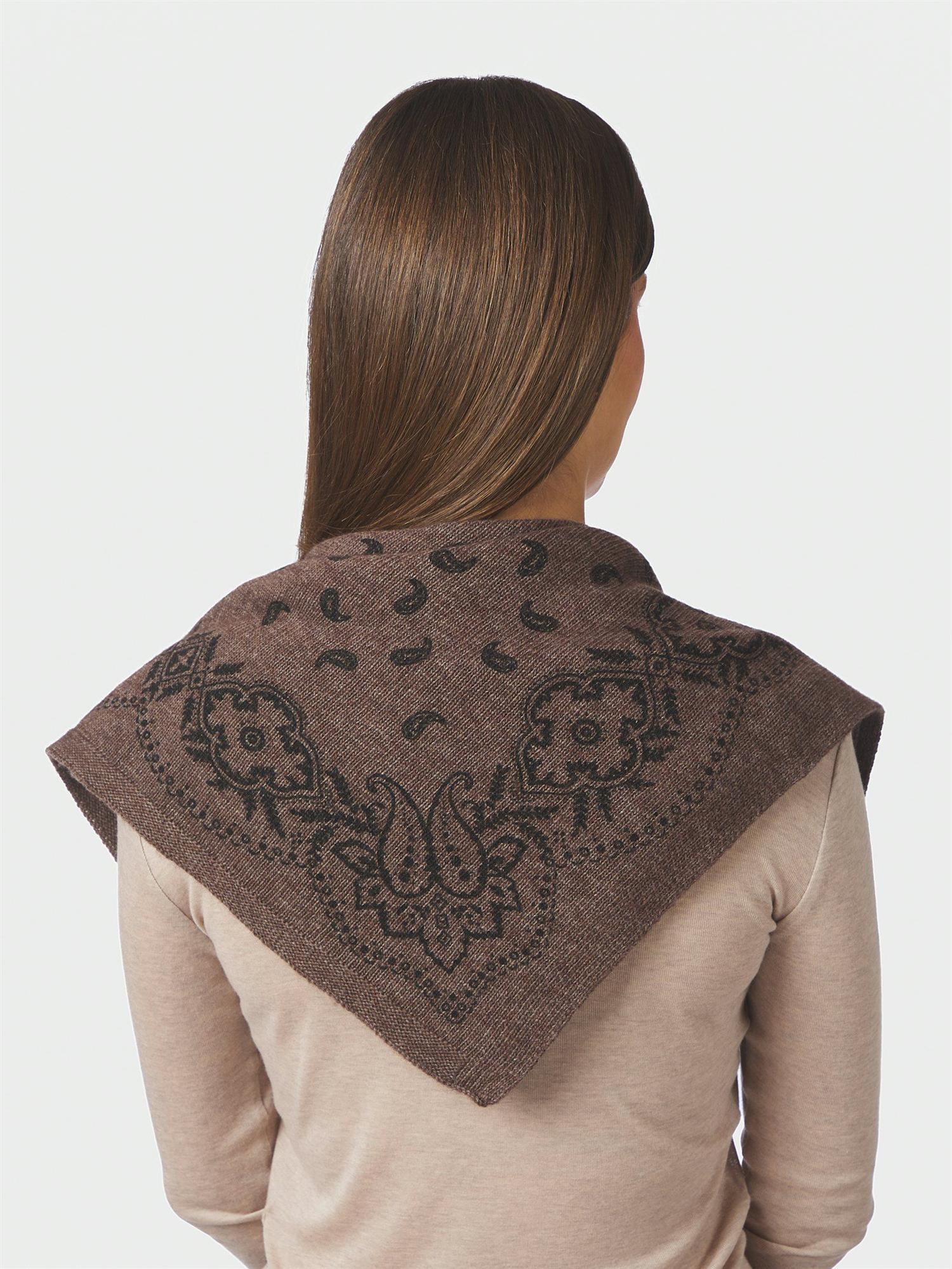 Adelina Paisley Knit Scarf Brown Melange