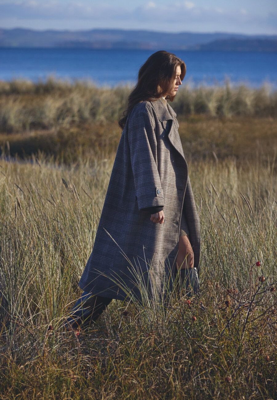 Dar Long Coat Brown Check