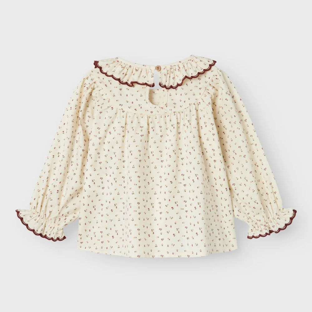 Rasia Ls Loose Shirt Turtledove Red Dahlia