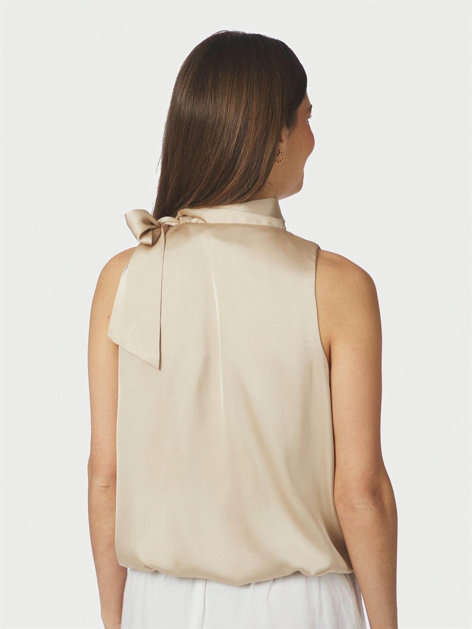 Veda Drapy Satin Top Dark Sand