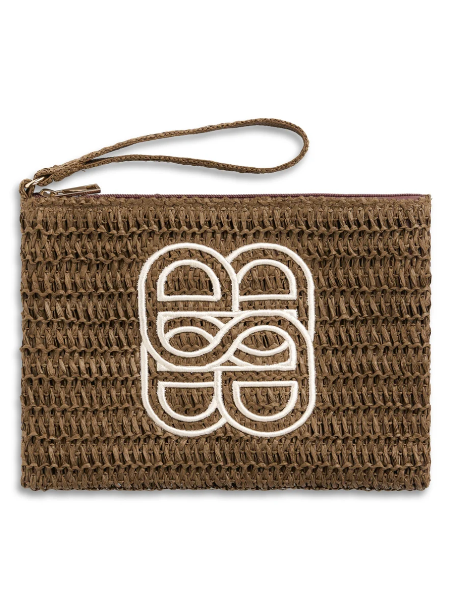 Mim Staw Clutch Brown