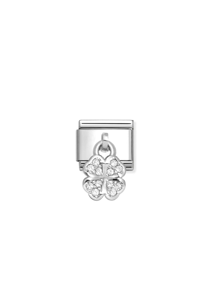 White Four Leaf Clover Silver
