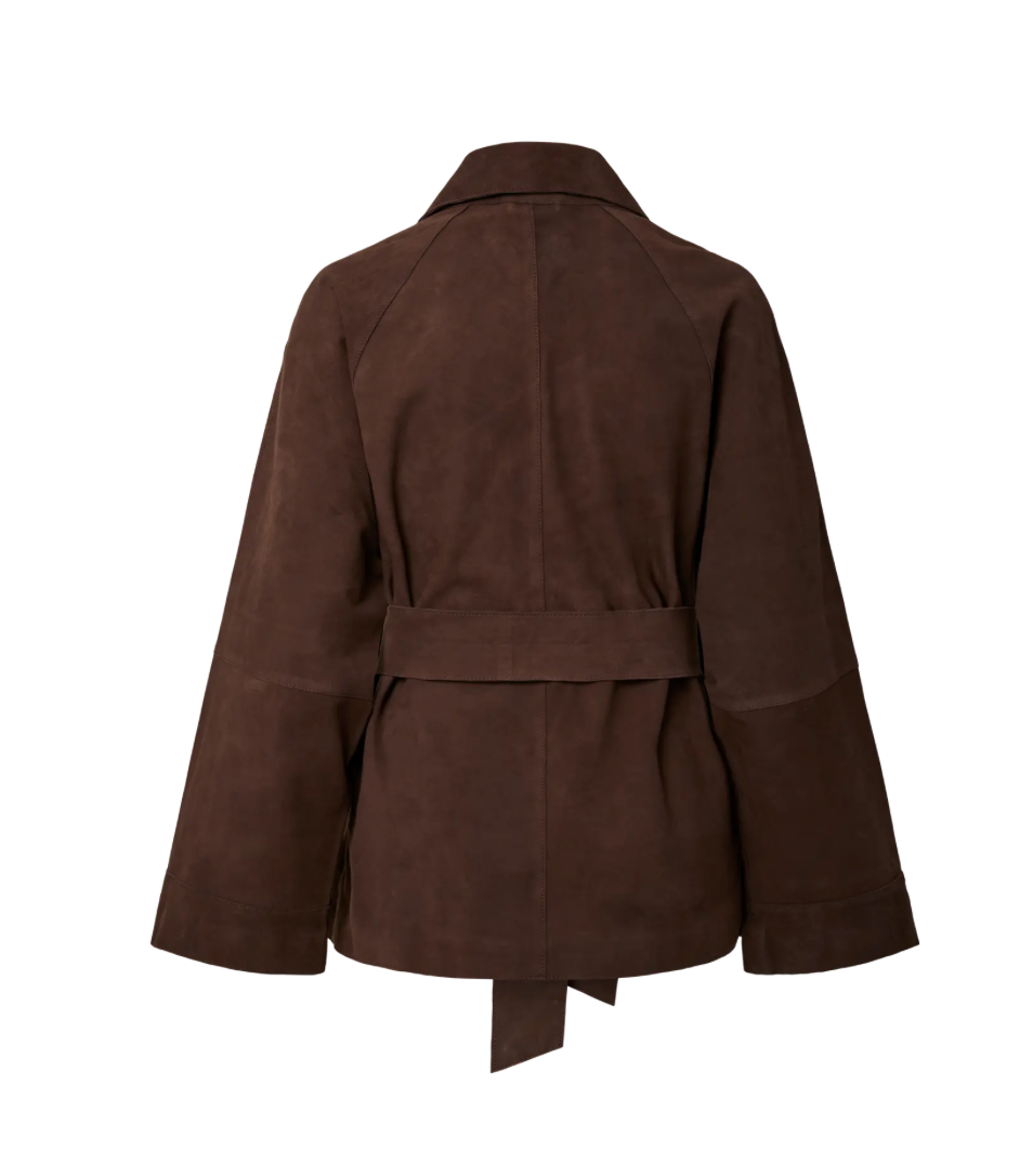 YASRUNA Suede Kimono Jacket Coffee Bean