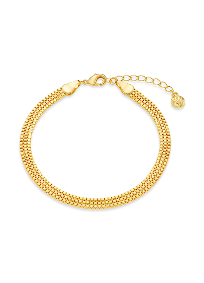 Flat Box Chain Bracelet Gold