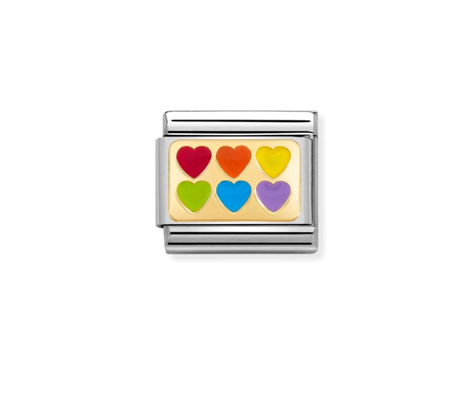 Gold Rainbow Hearts