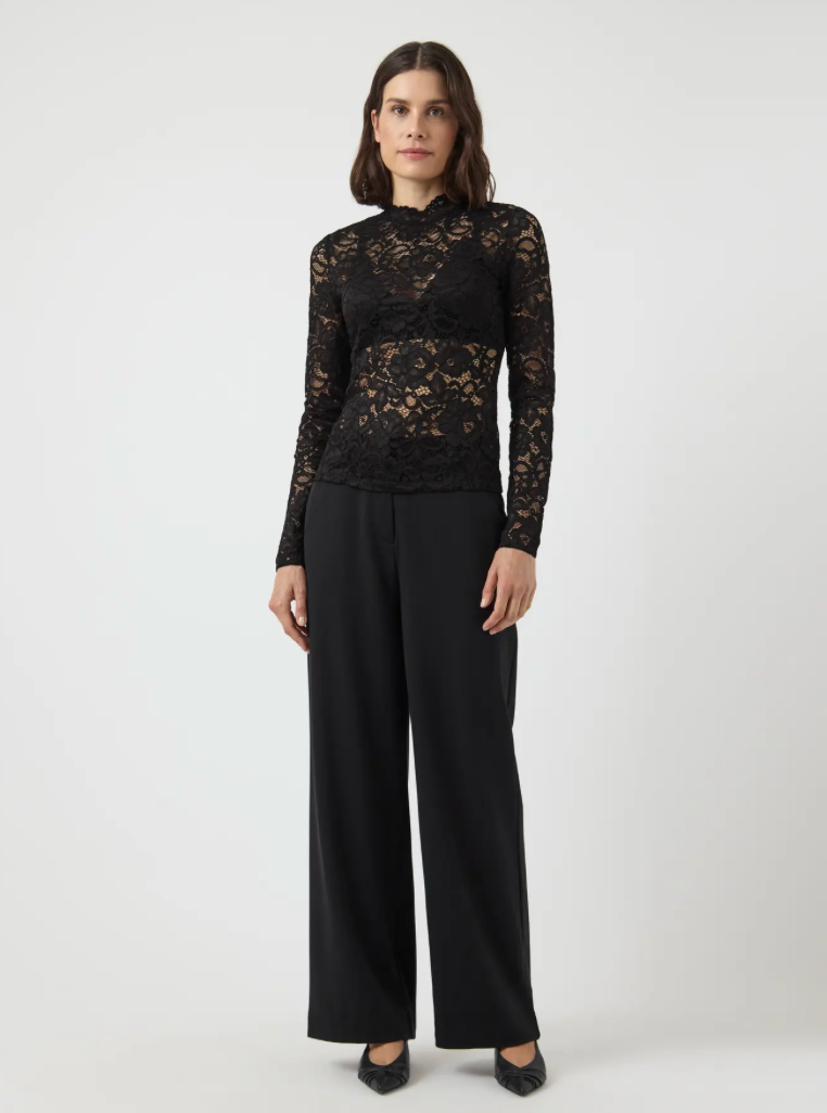 YASLACEY Lace Top Black