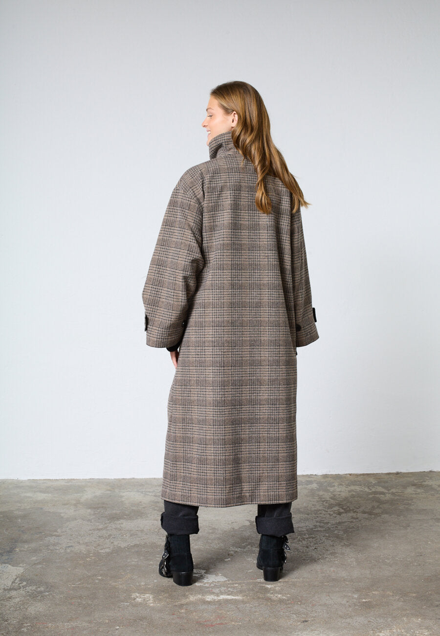 Dar Long Coat Brown Check