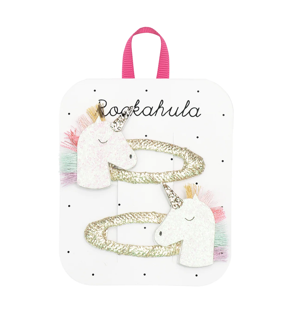 Rainbow Unicorn Clips White