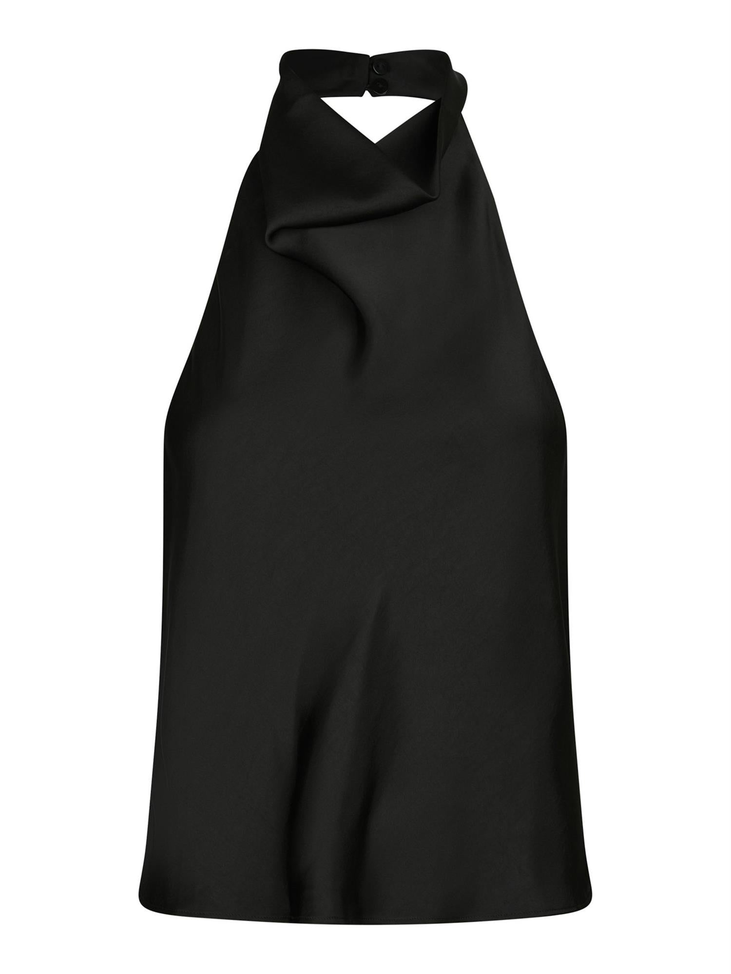 Sania heavy Satin Top Black