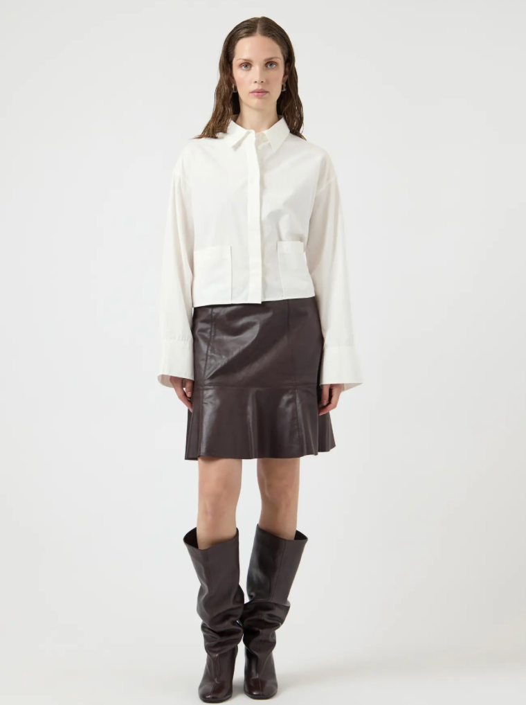 YASColly Naplon Leather Skirt Chocolate Brown