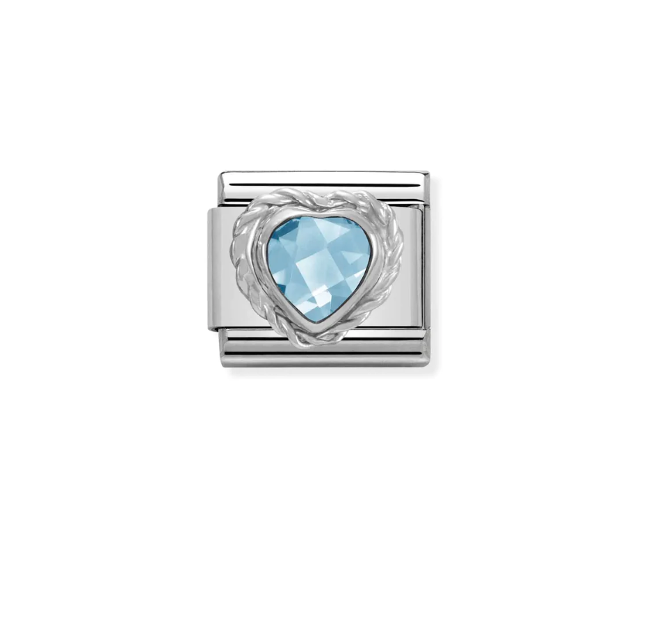 Hjerter i Zirkon Sølv Light Blue