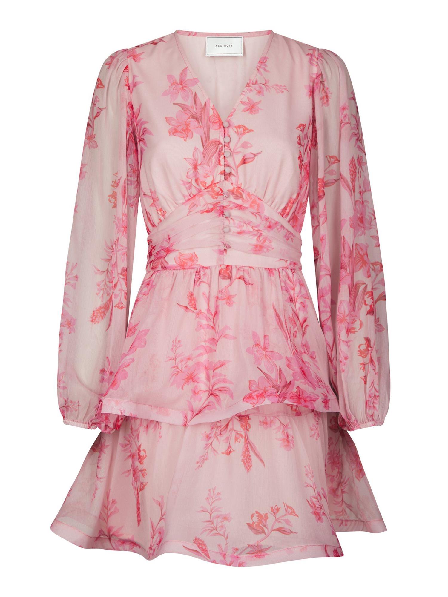 Rivana Print Chiffon Dress Pink