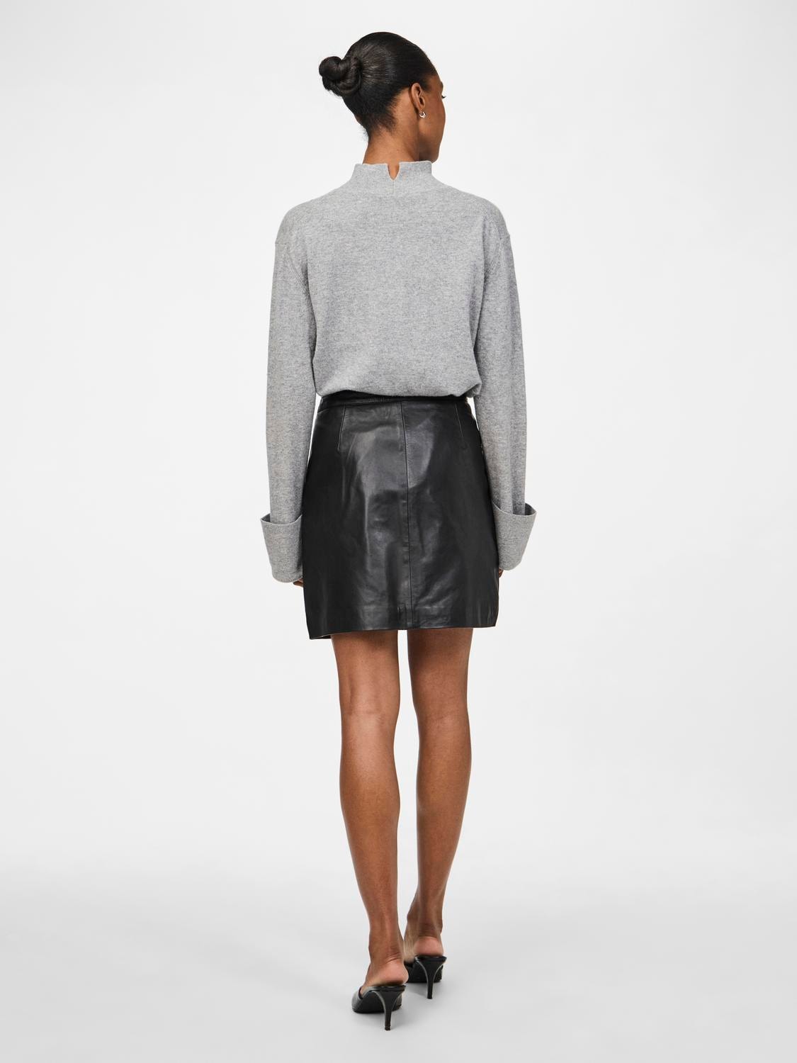 YASLYMA HMW Leather Skirt Black