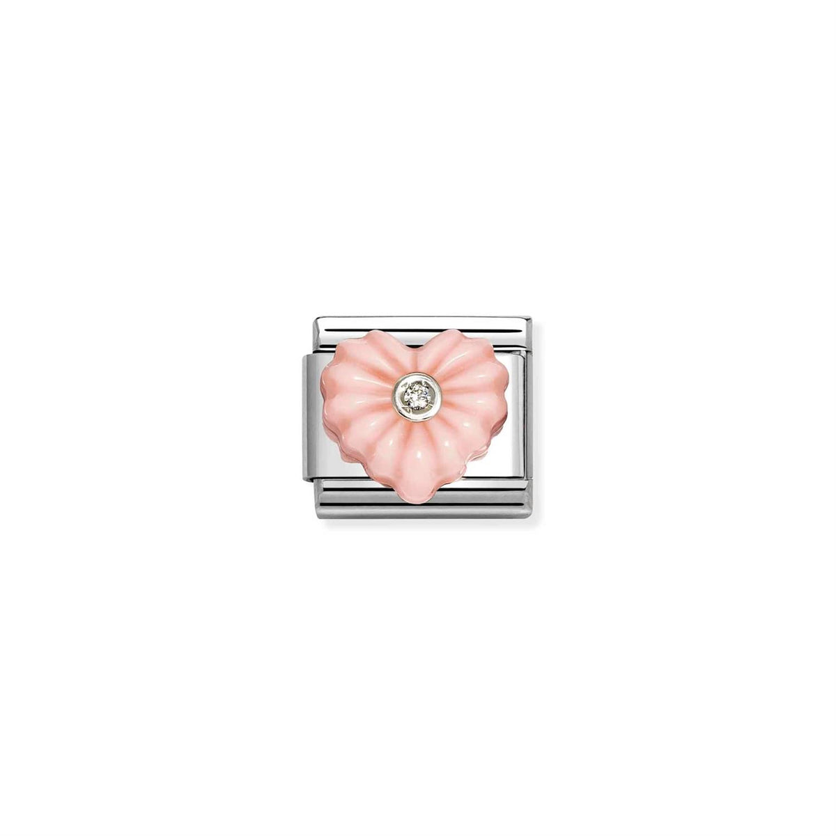 Silver Pink Heart CZ