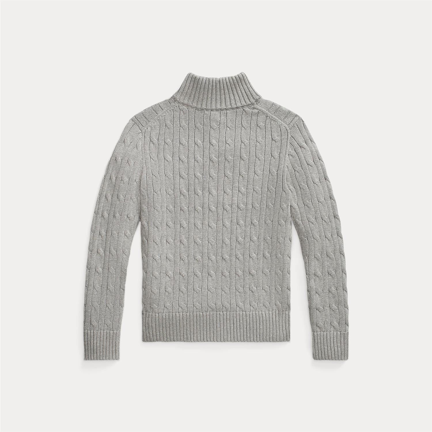 Cable-Knit Cotton Quarter-Zip Sweater Andover Heather