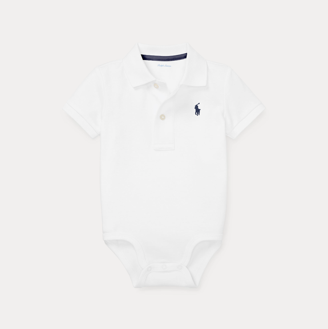 Soft Cotton Polo Bodysuit White