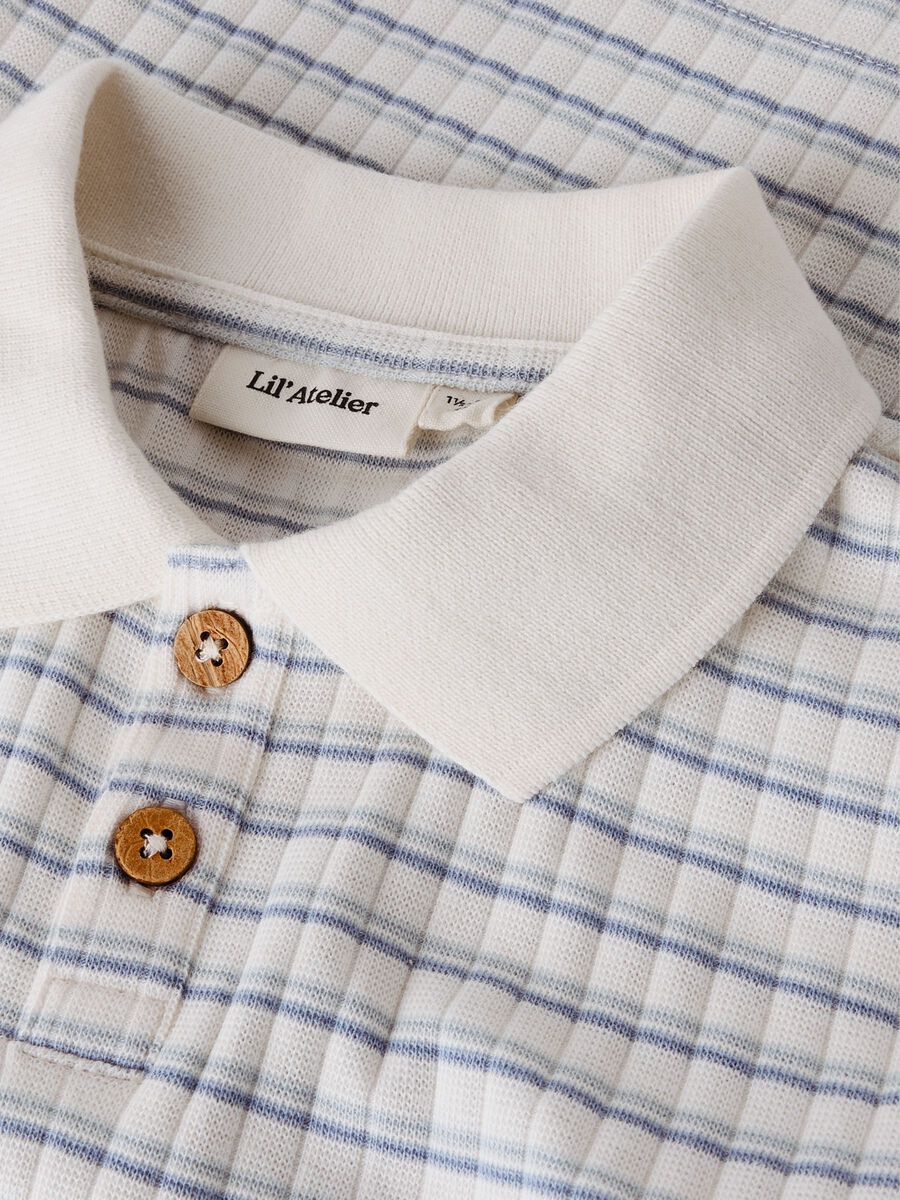 Haldur Ss Loose Polo Coconut Milk/Dusty Blue