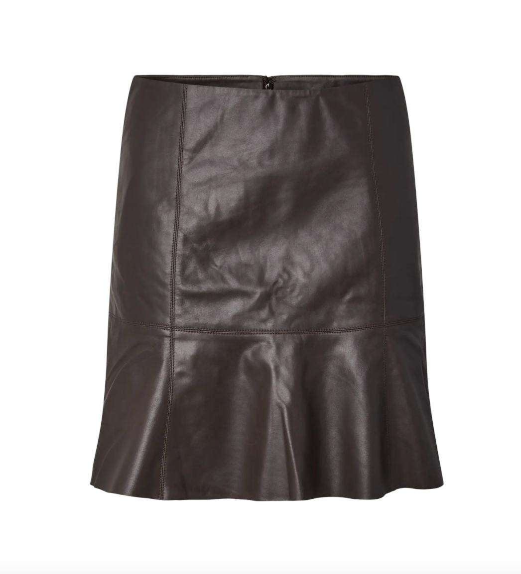 YASColly Naplon Leather Skirt Chocolate Brown