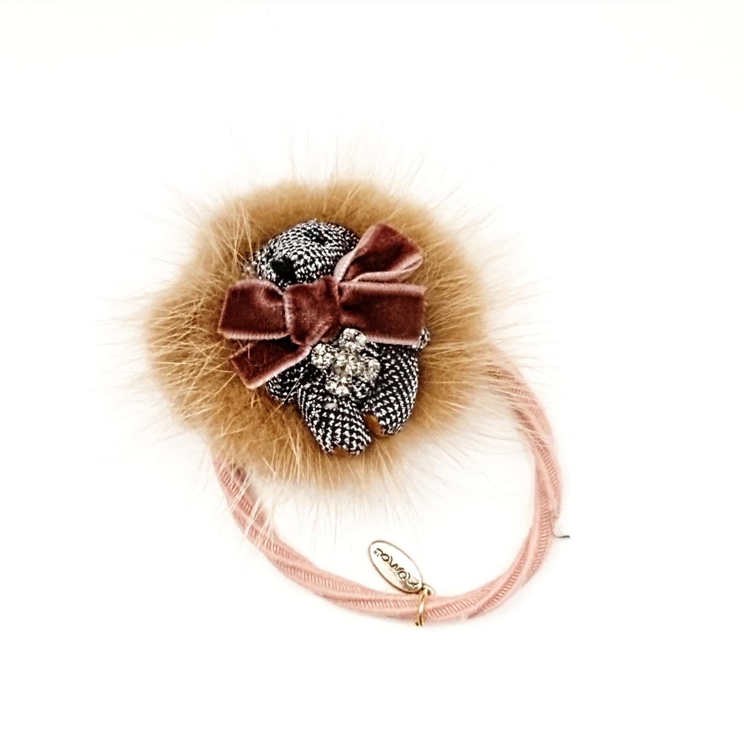 Hårstrikk Pelsdusk Bamse Dusty Rose