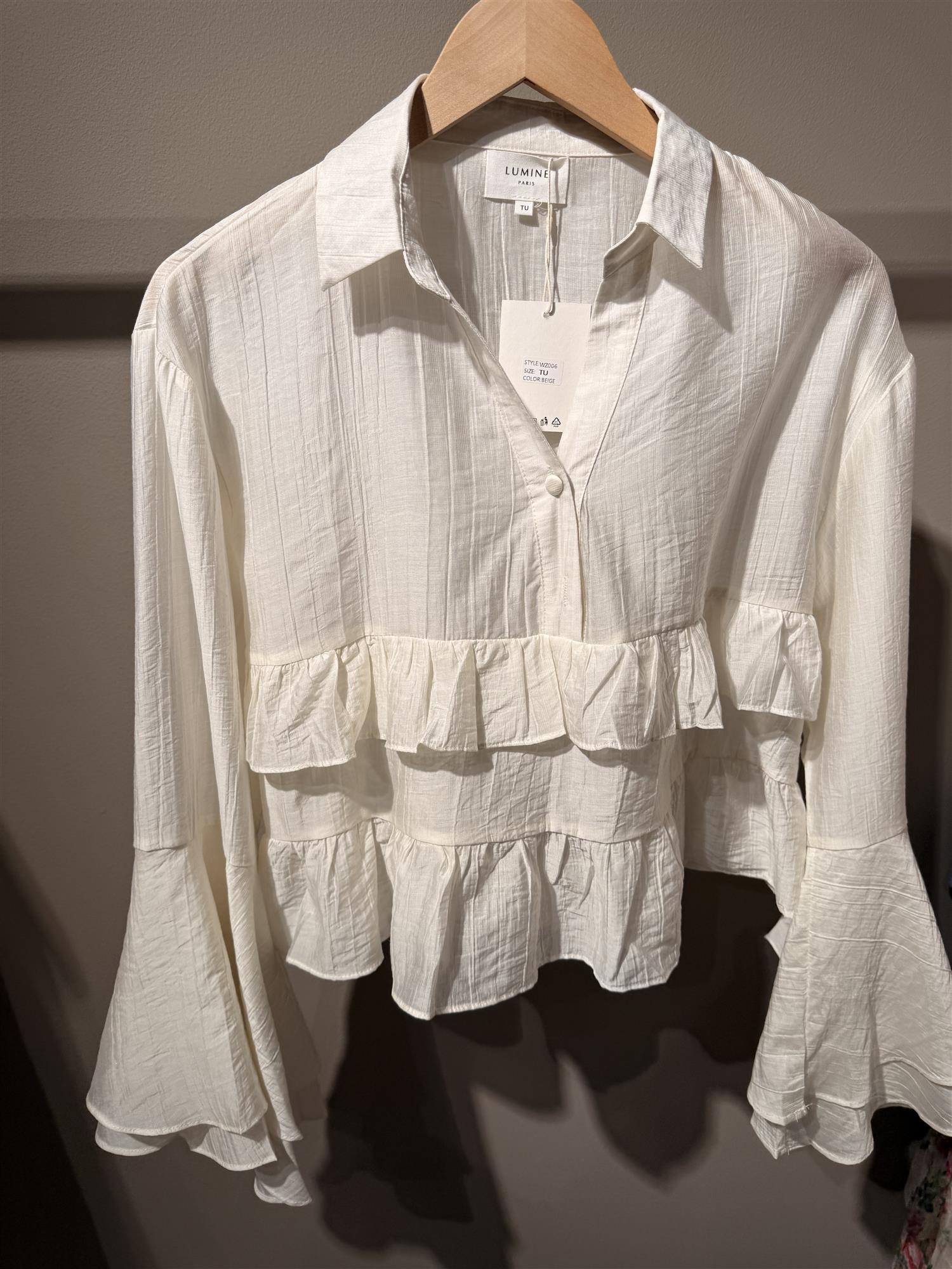 Kort Bluse Rysj Beige