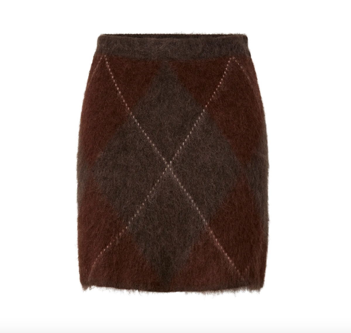 YASARGY Mohair Blend Knit Skirt Coffee Bean