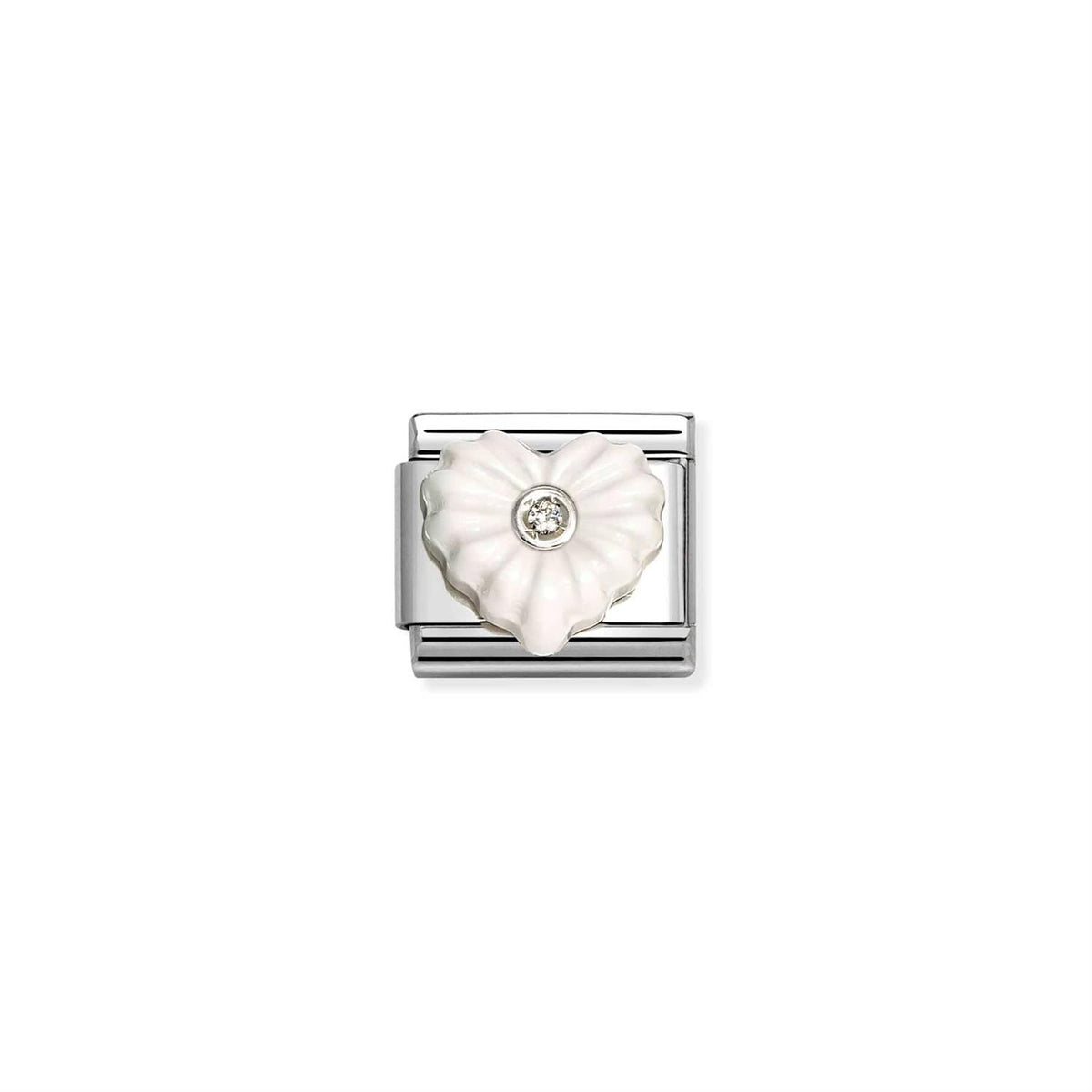 Silver White Heart CZ