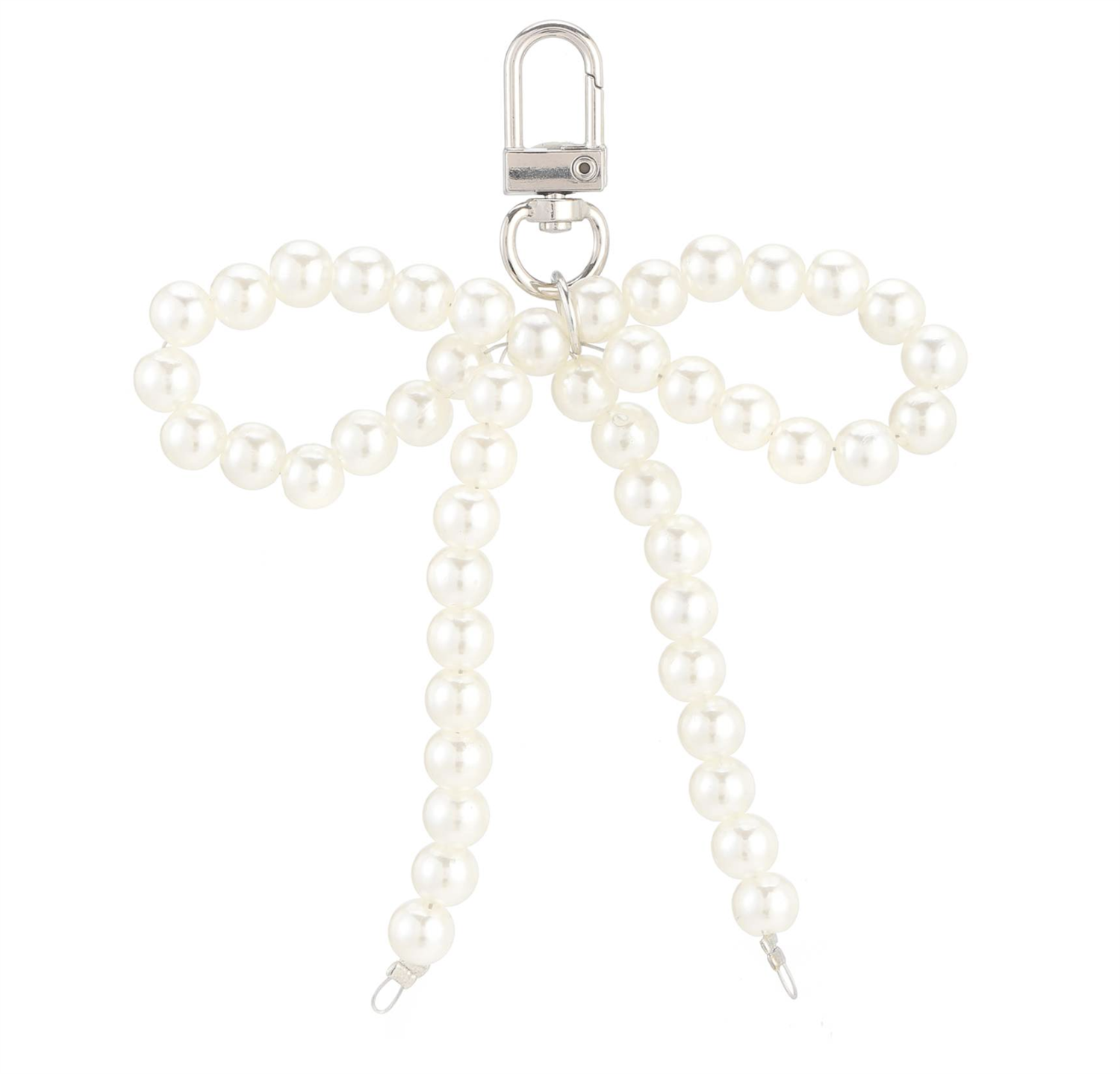 Pearl Bow Bag Charm White