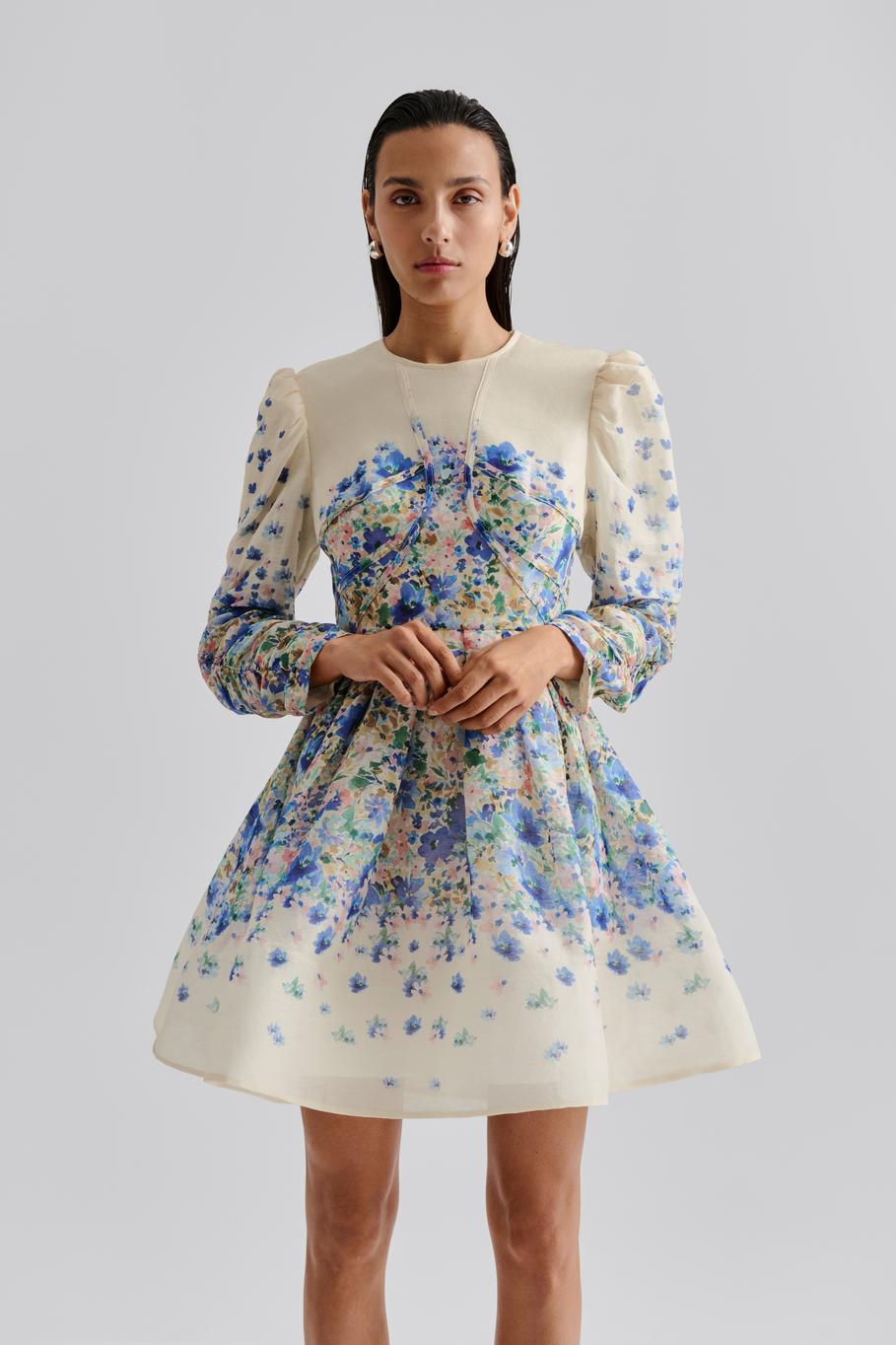 Leoni Silk Blend Mini Dress Ditsy