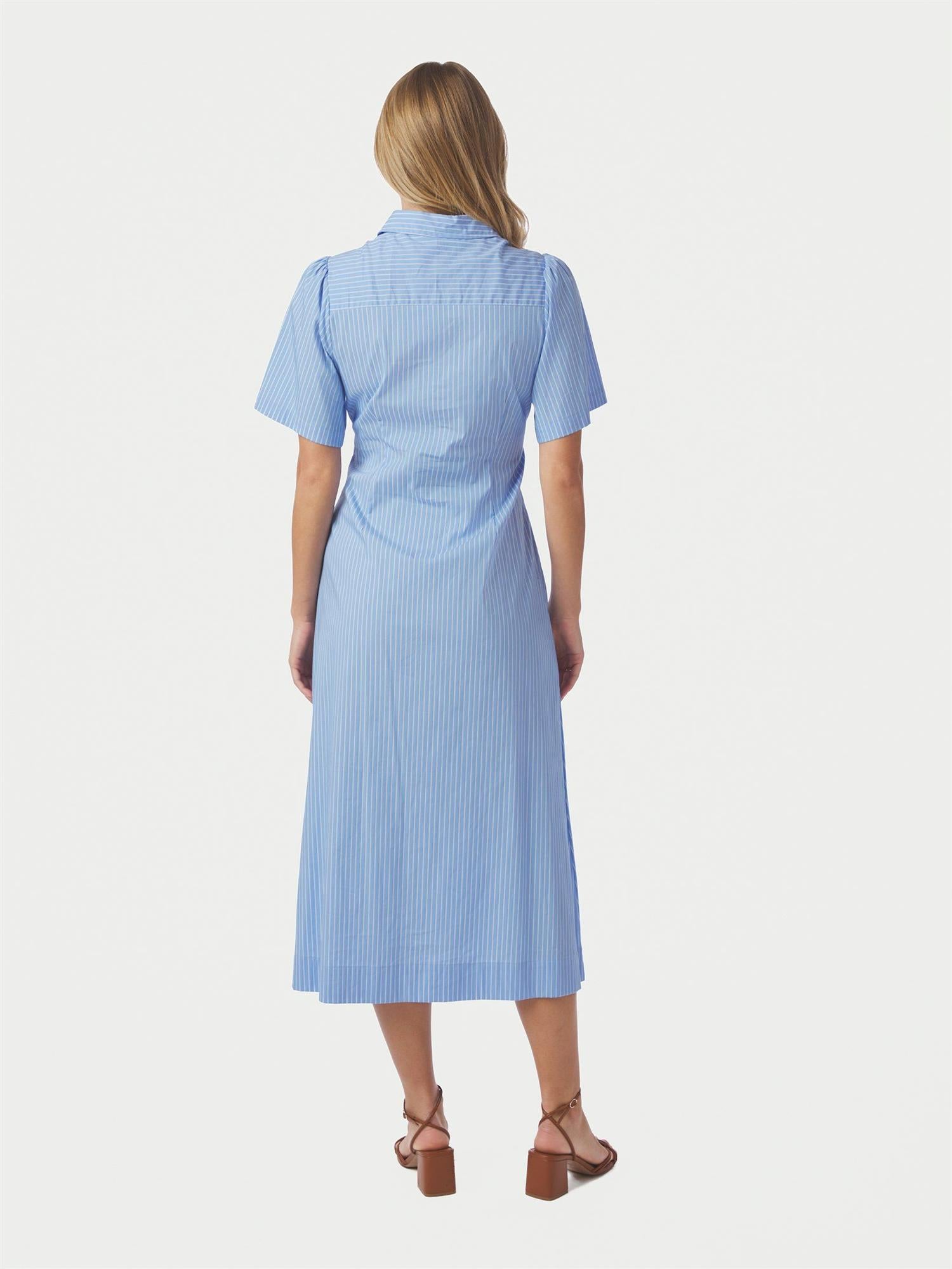 Baia Stripe Poplin Dress Light Blue