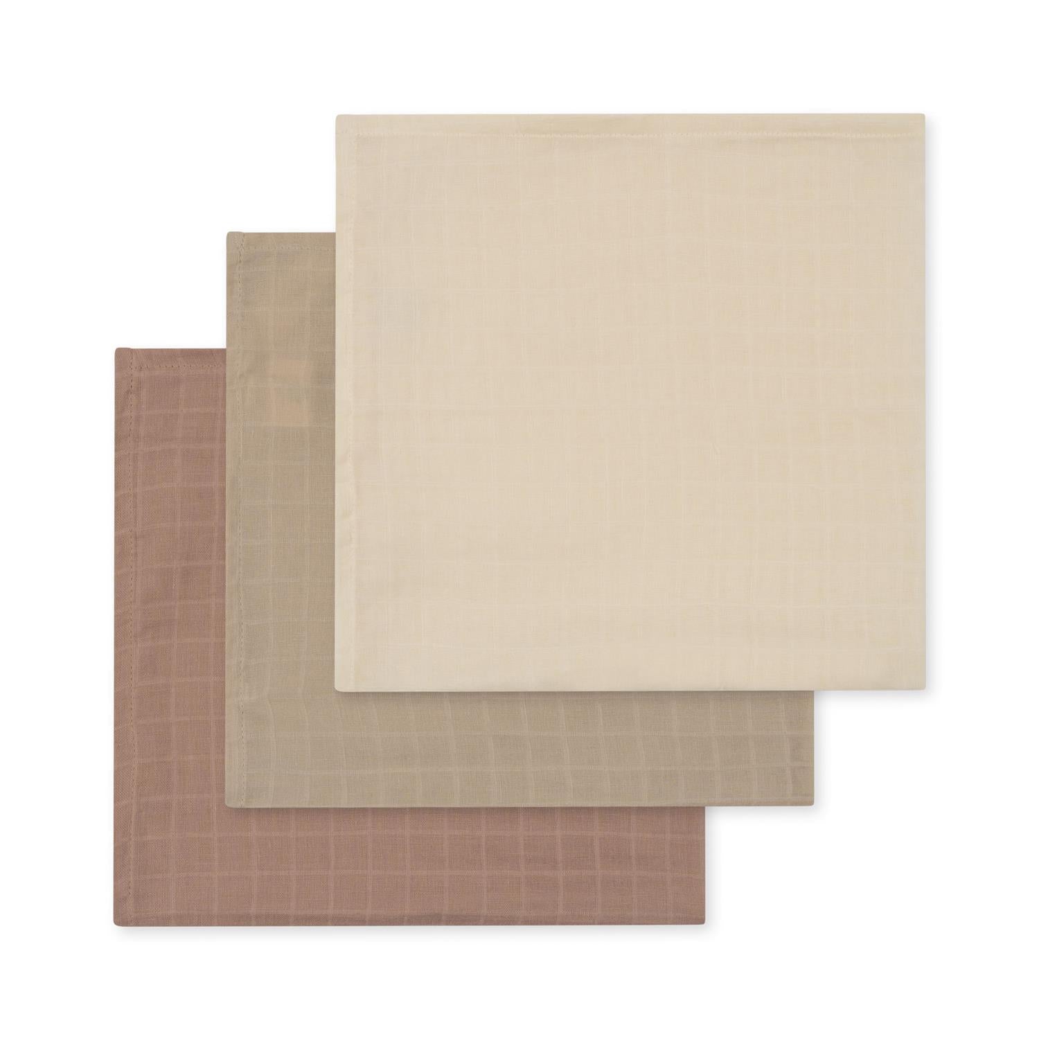 3 Pack Muslin Cloth Gots Rose Dust