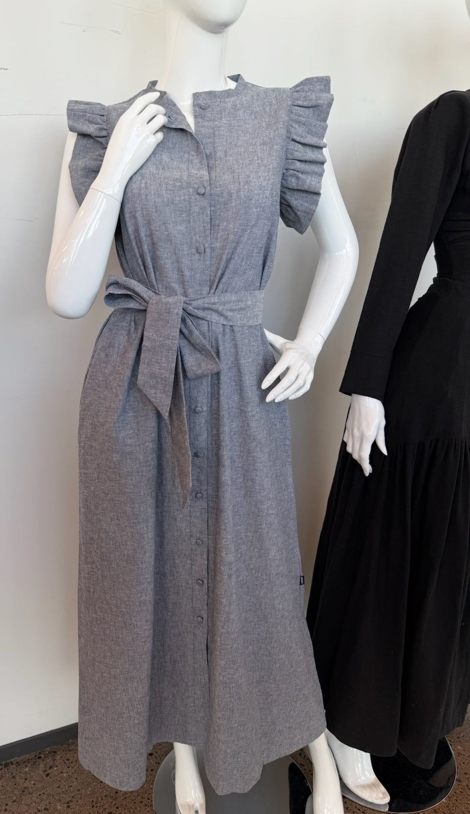 Pam Linen Dress Denim Blue