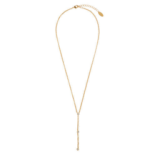 Crystal Drop Lariat Necklace Gold