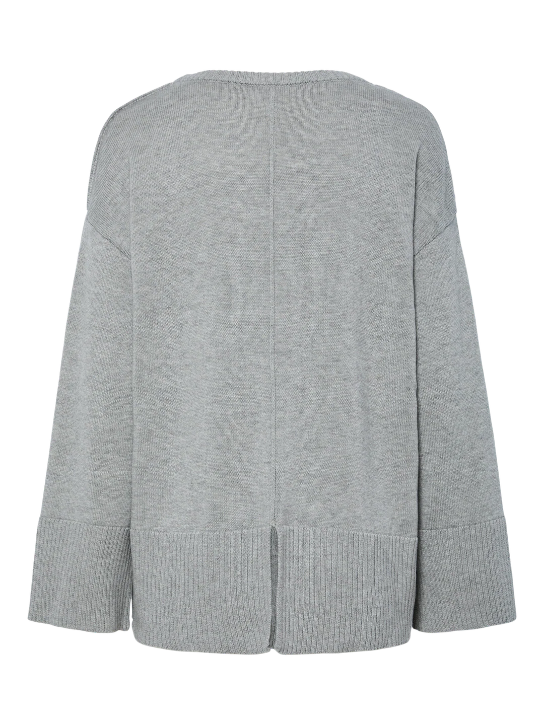 YASBABETTE O-Neck Knit Pullover Grey Melange