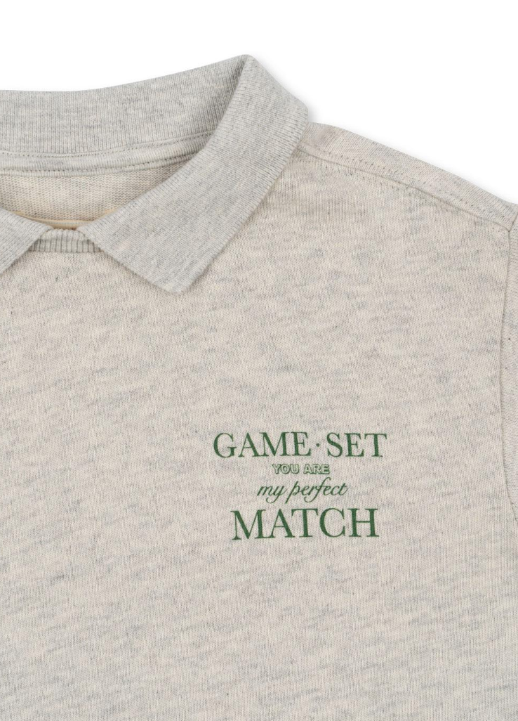 Spotty Langermet Polo Gots Off White Melange