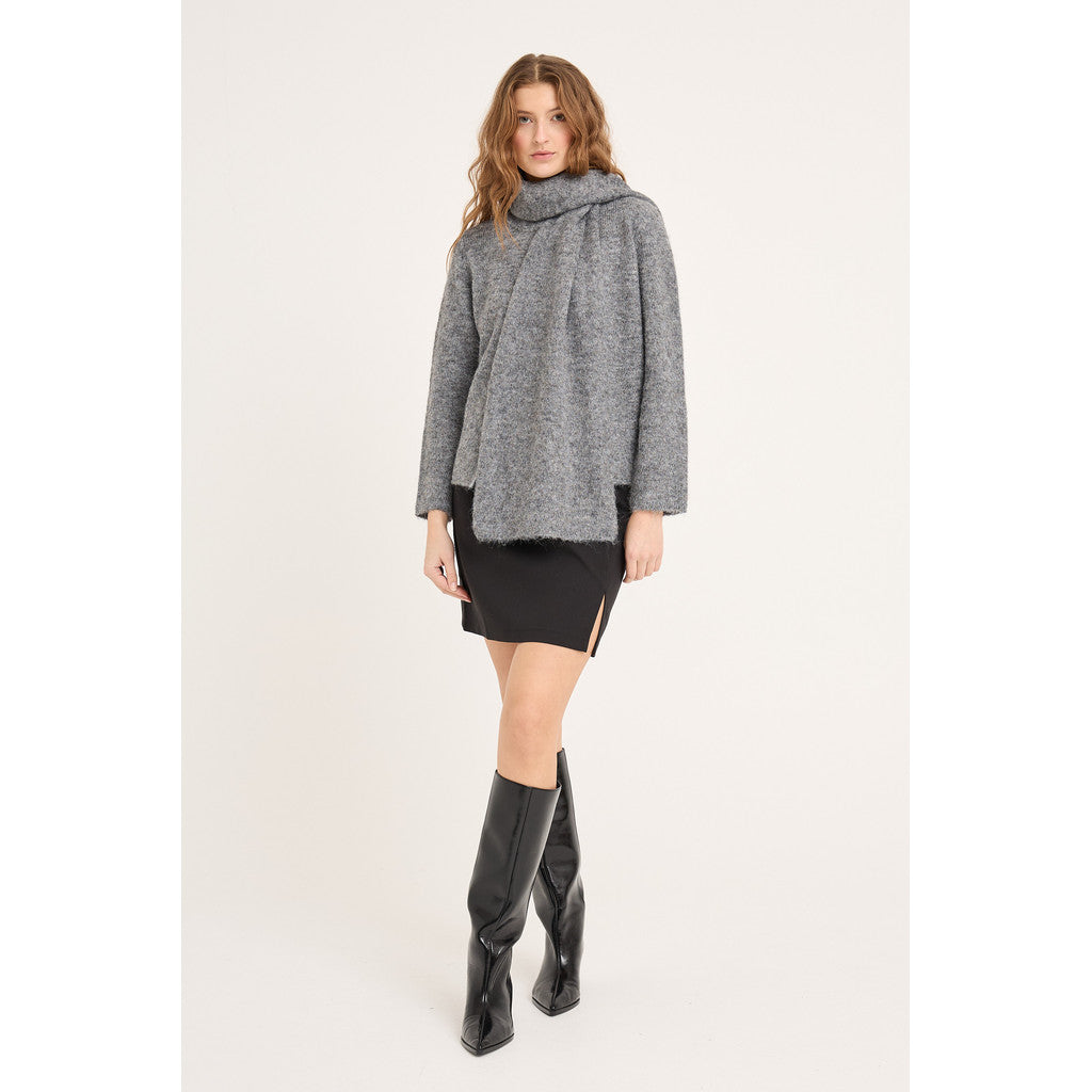Harper Knit Scarf Cardigan Medium Grey Melange