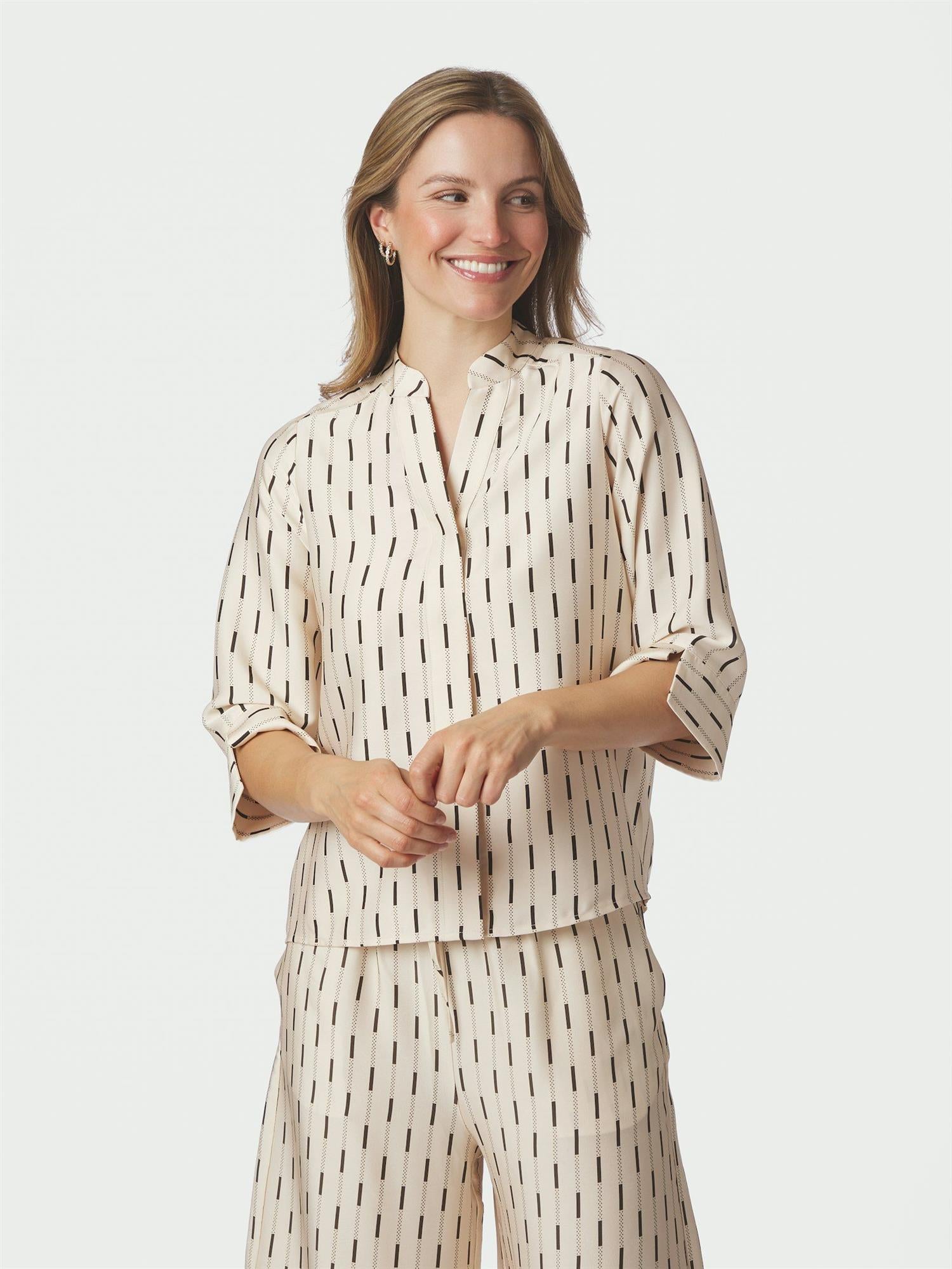 Camile Print Blouse Creme