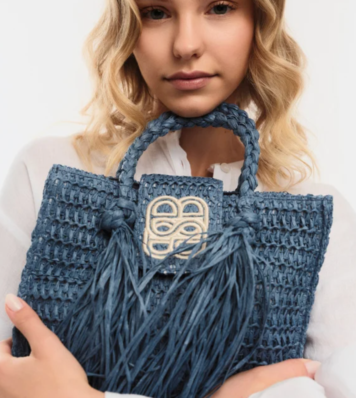 Sigrid Straw Bag Blue