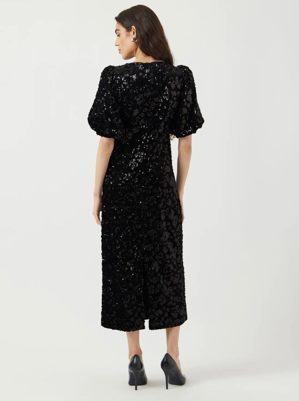 YASSOFIE Sequin Midi Dress Black