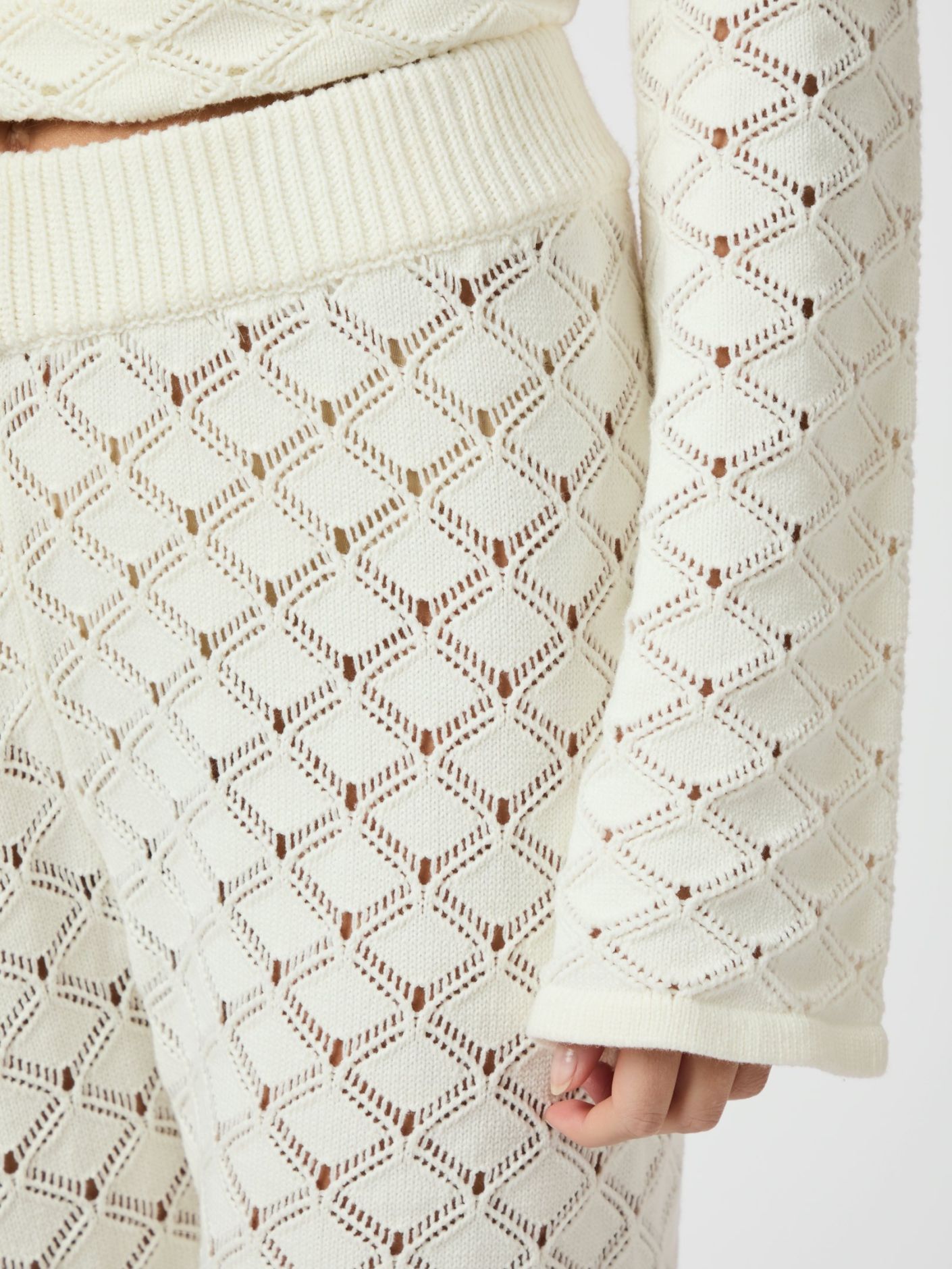 Rizzy Crochet Pants Off White