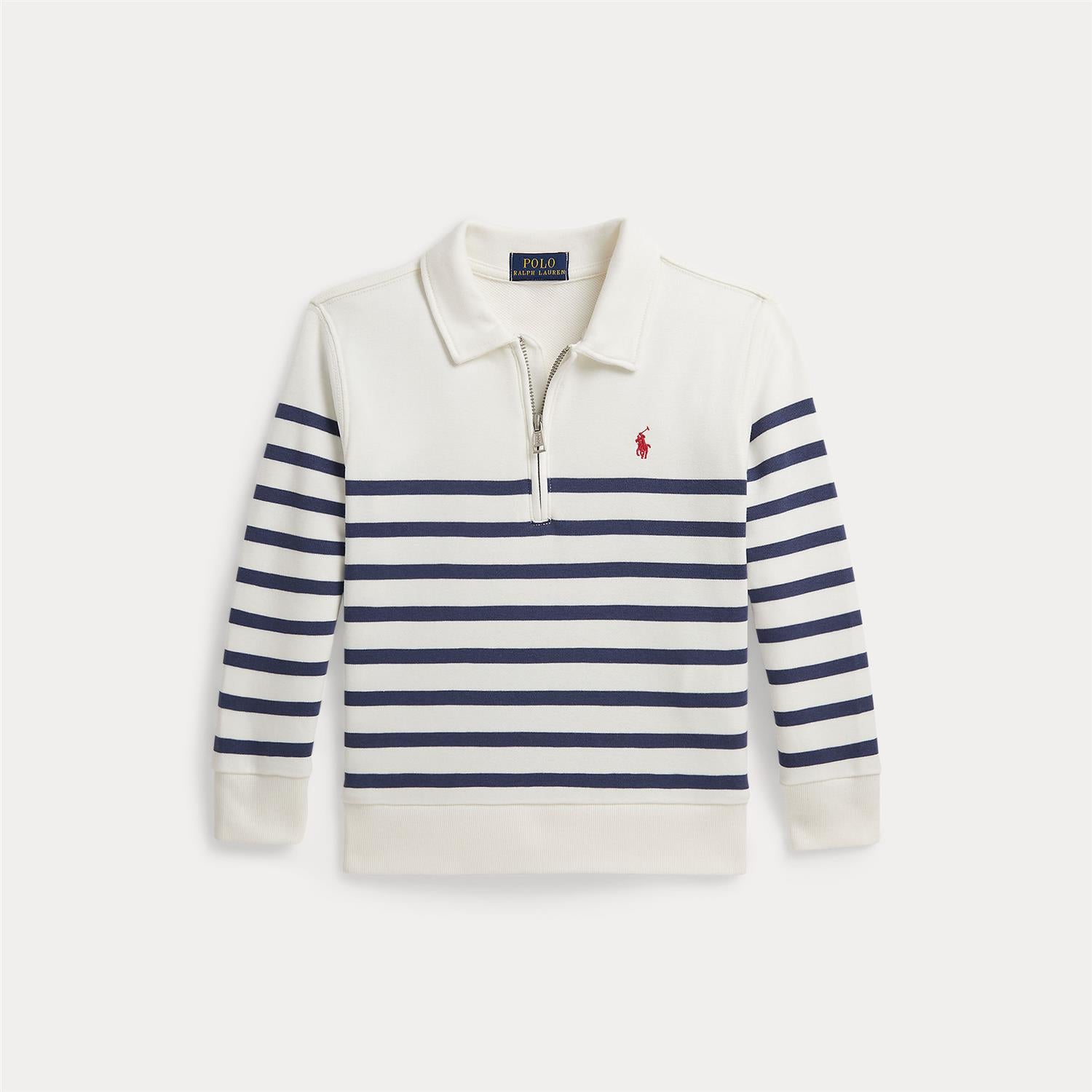 French Terry Full-Zip Sweatshirt Deckwash White/Light Navy