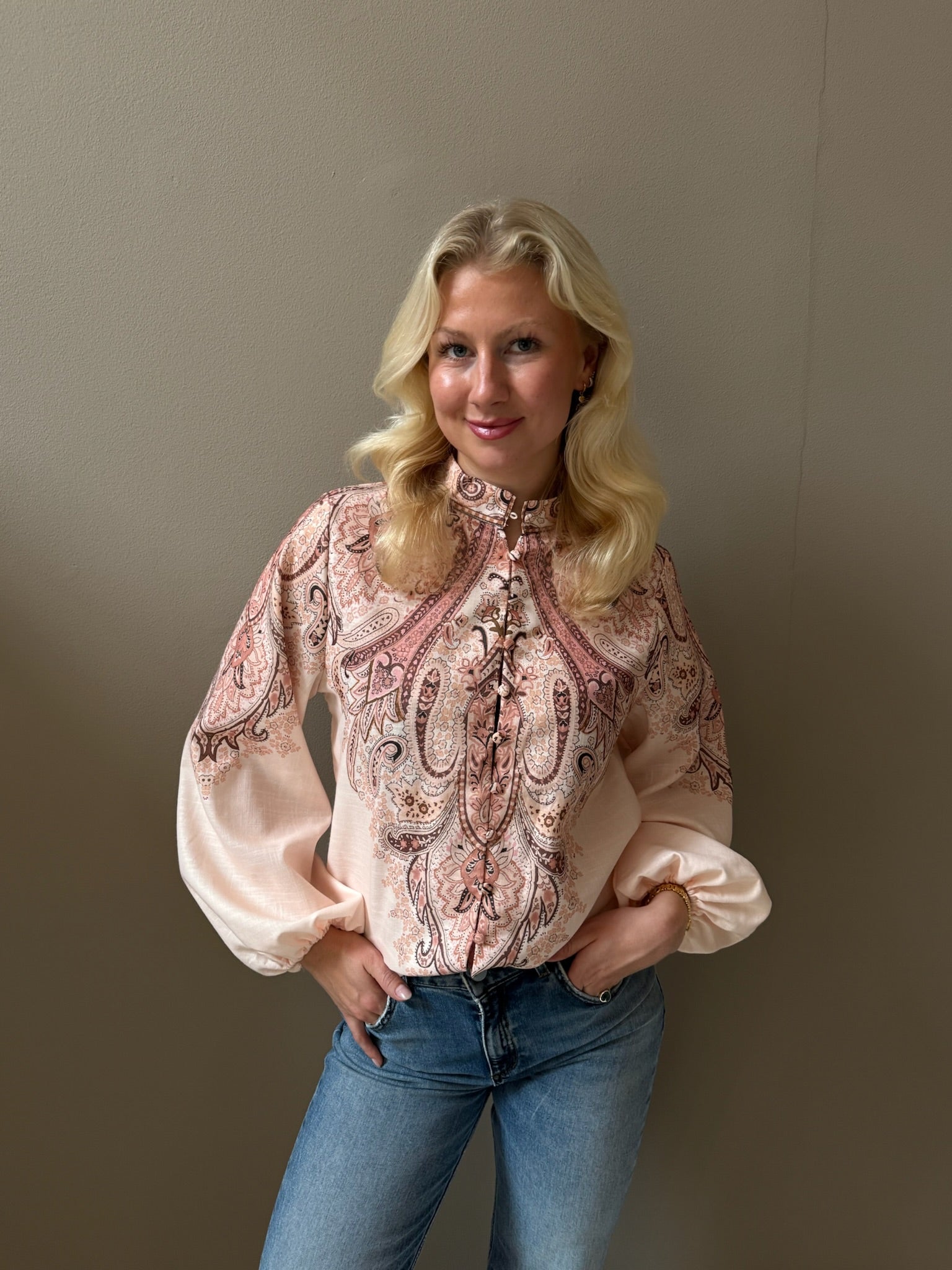 Paisley Bluse Beige