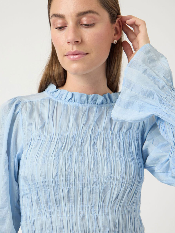YASRAVA LS Smock Top Skyway/Star White