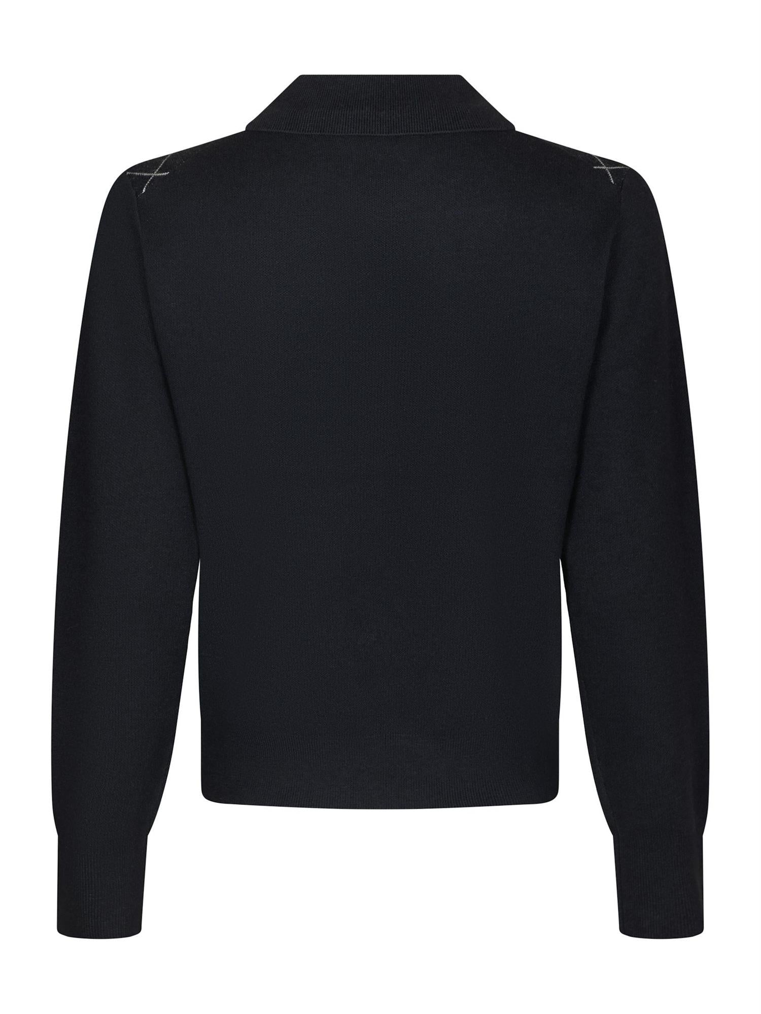 Julina Check Knit Blouse Navy