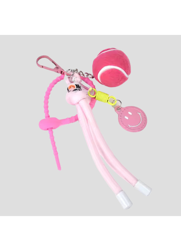 Bag Charm Set Pink Tennis