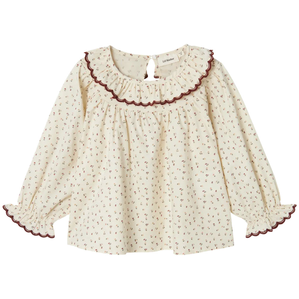 Rasia Ls Loose Shirt Turtledove Red Dahlia