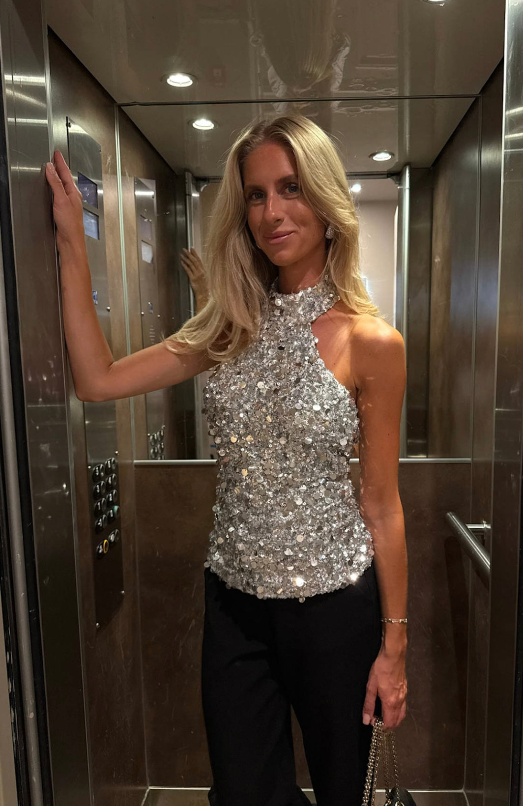 EmilyIC Top Silver Sequin